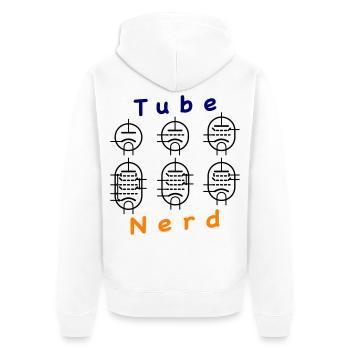 Vacuum Tube Nerd - Unisex Premium Bio Zip Hoodie - Weiß - Hinten - Thijin (182cm)