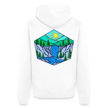 Natur Wasserfall Umwelt Bäume - Unisex Premium Bio Zip Hoodie - Weiß - Hinten - Thijin (182cm)