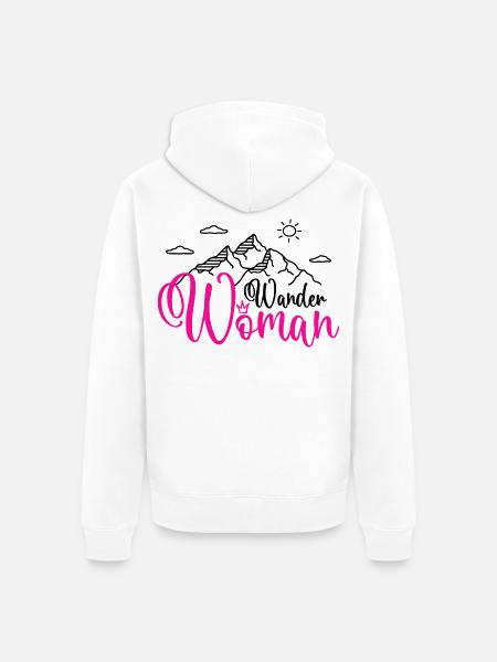 Wander Woman Wanderwoman Wandern Berge - Unisex Premium Bio Zip Hoodie - Weiß