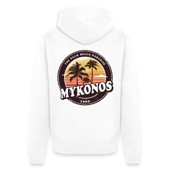 Mykonos Griechenland Vintage Beach Design - Unisex Premium Bio Zip Hoodie - Weiß - Hinten - Thijin (182cm)