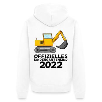 Kindergarten Kind Bagger Schule Einschulung 2022 - Unisex Premium Bio Zip Hoodie - Weiß - Hinten - Thijin (182cm)