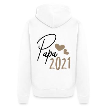 Papa 2021 - Unisex Premium Bio Zip Hoodie - Weiß - Hinten - Thijin (182cm)
