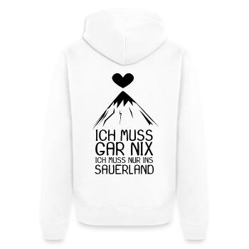 Sauerland Nordrhein-Westfalen - Unisex Premium Bio Zip Hoodie - Weiß - Hinten - Thijin (182cm)