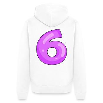 6 Lila - Unisex Premium Bio Zip Hoodie - Weiß - Hinten - Thijin (182cm)