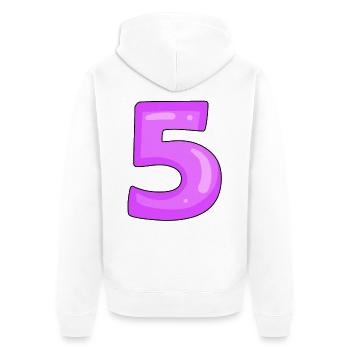 5 Lila - Unisex Premium Bio Zip Hoodie - Weiß - Hinten - Thijin (182cm)