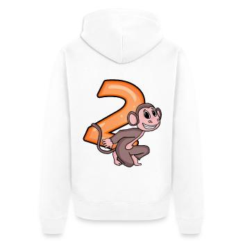 2 years - monkey - 2nd birthday motif - Unisex Premium Organic Zip Hoodie - white - Back - Thijin (182cm)