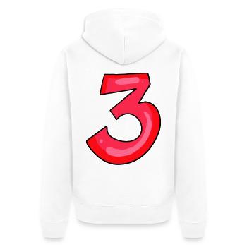 3 red - number three - digit - Unisex Premium Organic Zip Hoodie - white - Back - Thijin (182cm)