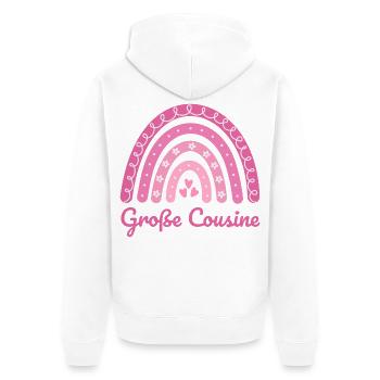 Große Cousine Boho Regenbogen - Unisex Premium Bio Zip Hoodie - Weiß - Hinten - Thijin (182cm)