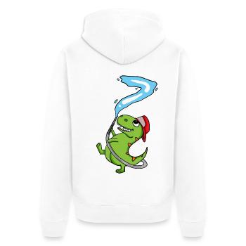 7th Birthday Dinosaur Fire Brigade Gift - Unisex Premium Organic Zip Hoodie - white - Back - Thijin (182cm)