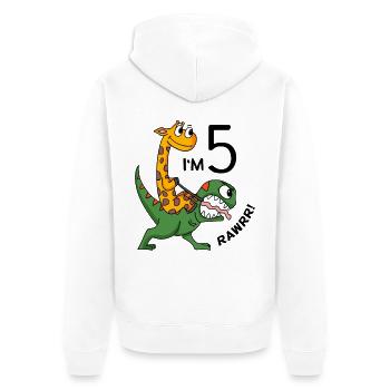 5. Geburtstag - 5 Jahre alt - Kindergeburtstag - Unisex Premium Bio Zip Hoodie - Weiß - Hinten - Thijin (182cm)