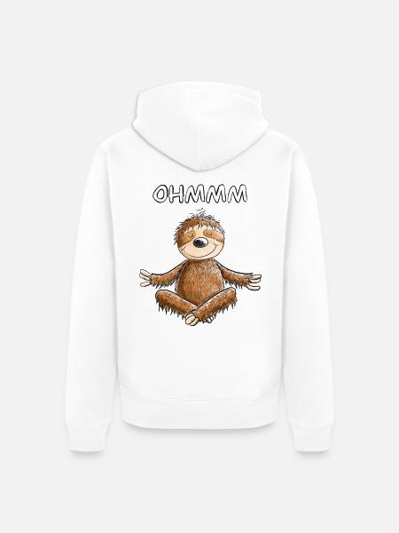 Chillendes Yoga Faultier I Meditation I Fun - Unisex Premium Bio Zip Hoodie - Weiß