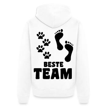 Avec votre chien, vous êtes la meilleure équipe * - Veste à capuche bio Premium Unisexe - blanc - Dos - Thijin (182cm)