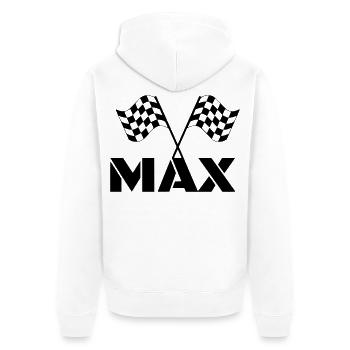 Für Fans von Max. DGP-Rennen. Zielflagge * - Unisex Premium Bio Zip Hoodie - Weiß - Hinten - Thijin (182cm)