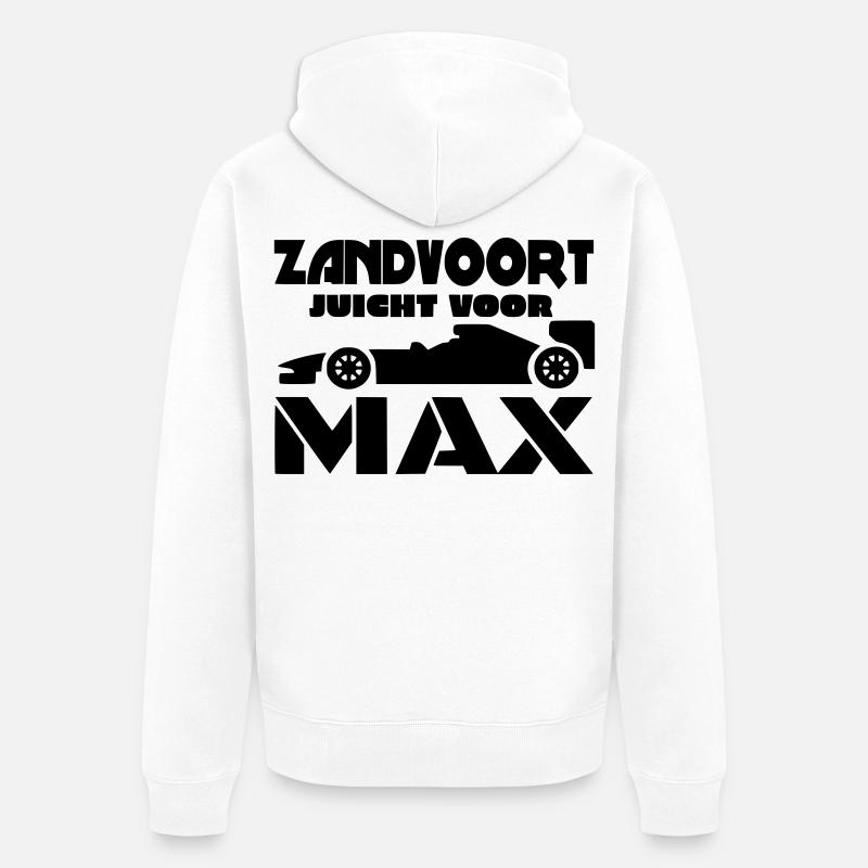 Zandvoort applaudit Max. Accélérez ! Course # - Veste à capuche bio Premium Unisexe - blanc