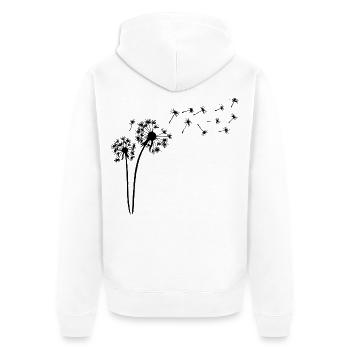 Fleur de pissenlit noir - Veste à capuche bio Premium Unisexe - blanc - Dos - Thijin (182cm)