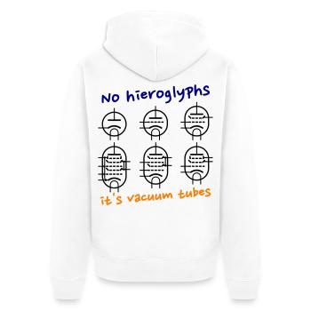 No hieroglyphs, it's vacuum tubes - Unisex Premium Bio Zip Hoodie - Weiß - Hinten - Thijin (182cm)