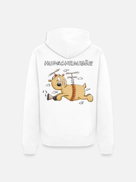 Hubschrauber Bär I Hubschraubär - Unisex Premium Bio Zip Hoodie - Weiß