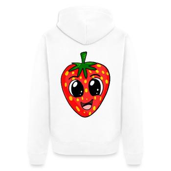 Erdbeere - Unisex Premium Bio Zip Hoodie - Weiß - Hinten - Thijin (182cm)
