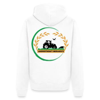 Logo - Unisex Premium Bio Zip Hoodie - Weiß - Hinten - Thijin (182cm)