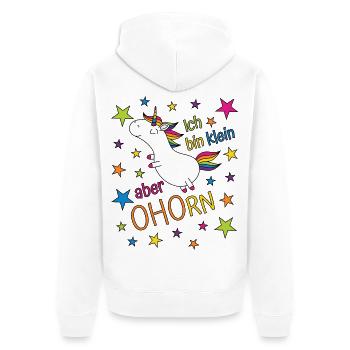 Einhorn Ich bin klein aber ohorn - klein aber oho - Unisex Premium Bio Zip Hoodie - Weiß - Hinten - Thijin (182cm)