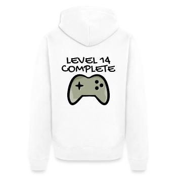 14th Birthday - Gamer 14 - 14 Years Gift - Unisex Premium Organic Zip Hoodie - white - Back - Thijin (182cm)