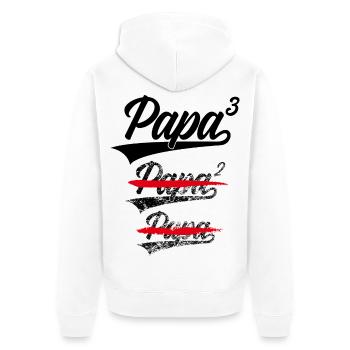 PAPA HOCH 3 KINDER DREIFACHER VATER DREI KINDER - Unisex Premium Bio Zip Hoodie - Weiß - Hinten - Thijin (182cm)