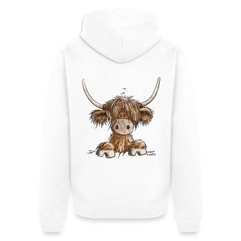 Scottish Highland Cattle I Highland Cattle Cow - Unisex Premium Organic Zip Hoodie - white - Back - Thijin (182cm)