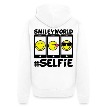 Smileys und Selfies - Unisex Premium Bio Zip Hoodie - Weiß - Hinten - Thijin (182cm)