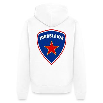 Drapeaux des armoiries de la Yougoslavie - Veste à capuche bio Premium Unisexe - blanc - Dos - Thijin (182cm)