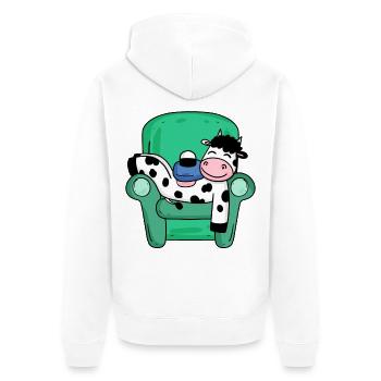 Cow - Unisex Premium Organic Zip Hoodie - white - Back - Thijin (182cm)