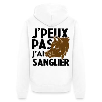 Je Peux Pas J'ai Sanglier Humour Chasse humorist - Veste à capuche bio Premium Unisexe - blanc - Dos - Thijin (182cm)