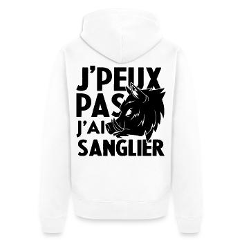 Je Peux Pas J'ai Sanglier Humour Chasse humorist - Veste à capuche bio Premium Unisexe - blanc - Dos - Thijin (182cm)