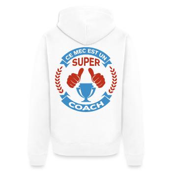 Ce mec est un super entraineur cadeau humour - Veste à capuche bio Premium Unisexe - blanc - Dos - Thijin (182cm)