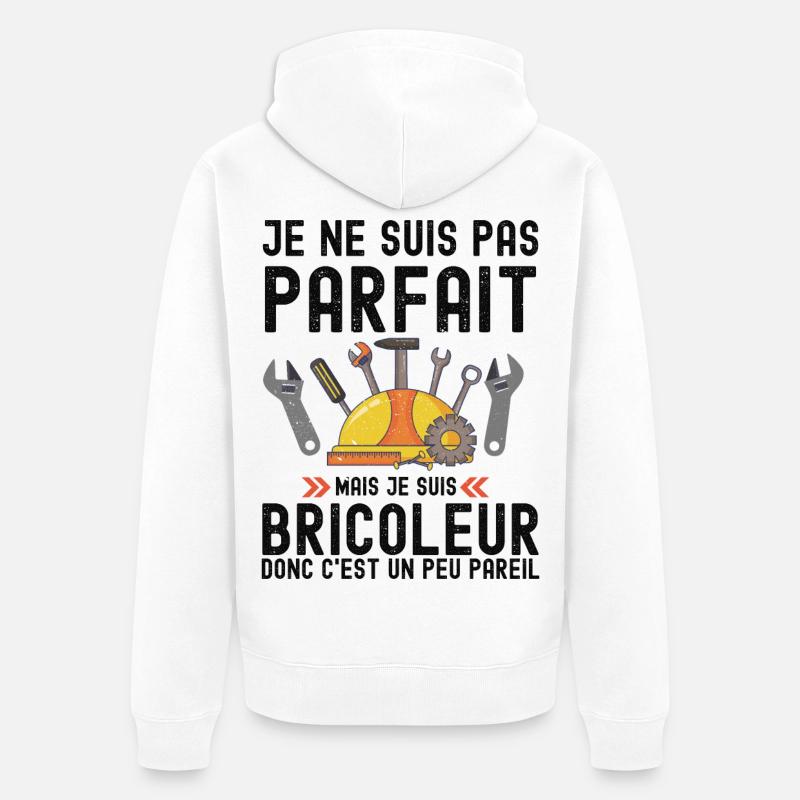 Humour Bricoleur Autodérision - Veste à capuche bio Premium Unisexe - blanc