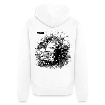 Multicar M22 - Unisex Premium Bio Zip Hoodie - Weiß - Hinten - Thijin (182cm)