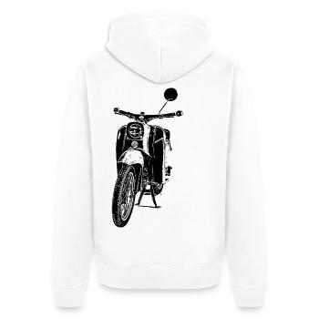 Schwalbe Moped - Unisex Premium Bio Zip Hoodie - Weiß - Hinten - Thijin (182cm)