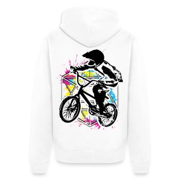 Bmx Racing Retro Bunt - Bmx Fahrrad - Bmx Bike - Veste à capuche bio Premium Unisexe - blanc - Dos - Thijin (182cm)