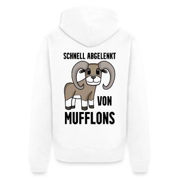 Mufflon Wildschaf - Unisex Premium Bio Zip Hoodie - Weiß - Hinten - Thijin (182cm)