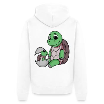 Tortue avec Bébé Tortue - Veste à capuche bio Premium Unisexe - blanc - Dos - Thijin (182cm)