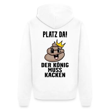 Kacke König - Unisex Premium Bio Zip Hoodie - Weiß - Hinten - Thijin (182cm)