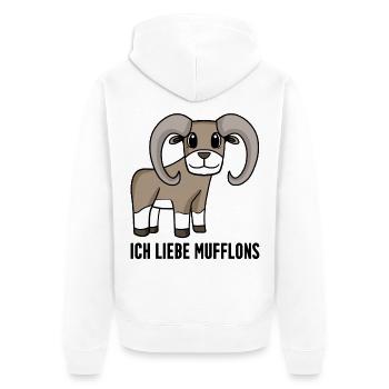 Mufflon Wildschaf - Unisex Premium Bio Zip Hoodie - Weiß - Hinten - Thijin (182cm)