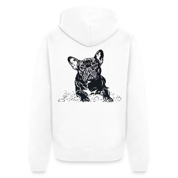 French Bulldog - Unisex Premium Organic Zip Hoodie - white - Back - Thijin (182cm)