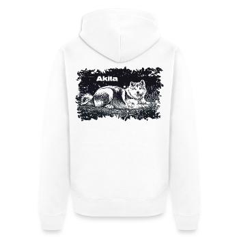 Akita - Unisex Premium Bio Zip Hoodie - Weiß - Hinten - Thijin (182cm)