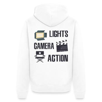 Video Producer - Unisex Premium Organic Zip Hoodie - white - Back - Thijin (182cm)