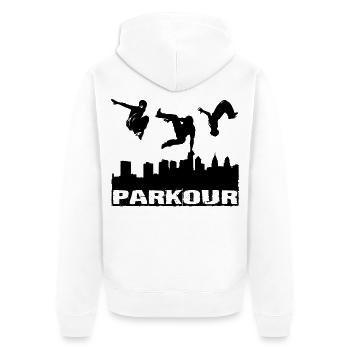Parkour - Unisex Premium Organic Zip Hoodie - white - Back - Thijin (182cm)