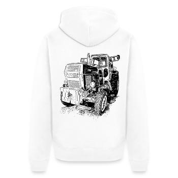 Traktor Fortschritt ZT 303 E - Unisex Premium Bio Zip Hoodie - Weiß - Hinten - Thijin (182cm)