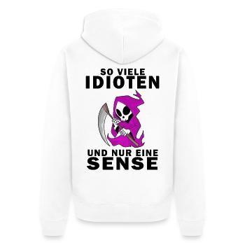Sensenmann Damen Sarkastisch Provokation - Unisex Premium Bio Zip Hoodie - Weiß - Hinten - Thijin (182cm)