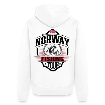 Norwegen Angeln Fischen Angler - Unisex Premium Bio Zip Hoodie - Weiß - Hinten - Thijin (182cm)