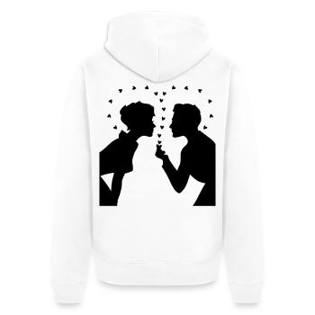 Love Silhouette – Valentine’s Day Couple Design - Unisex Premium Bio Zip Hoodie - Weiß - Hinten - Thijin (182cm)