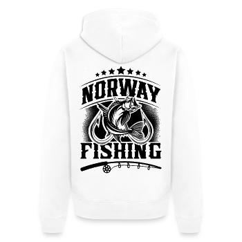 Norwegen Angeln Angler - Unisex Premium Bio Zip Hoodie - Weiß - Hinten - Thijin (182cm)
